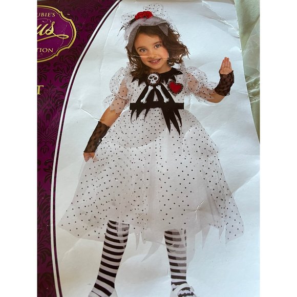 Rubies Opus Collection White/Black Polka Dot Tulle Ghost Girl Halloween Costume - Picture 8 of 10
